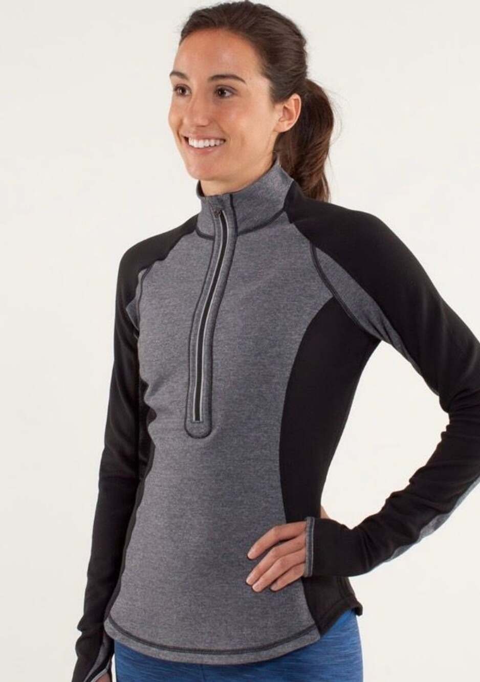Lululemon Run U-Turn Pullover Black Heathered Coal